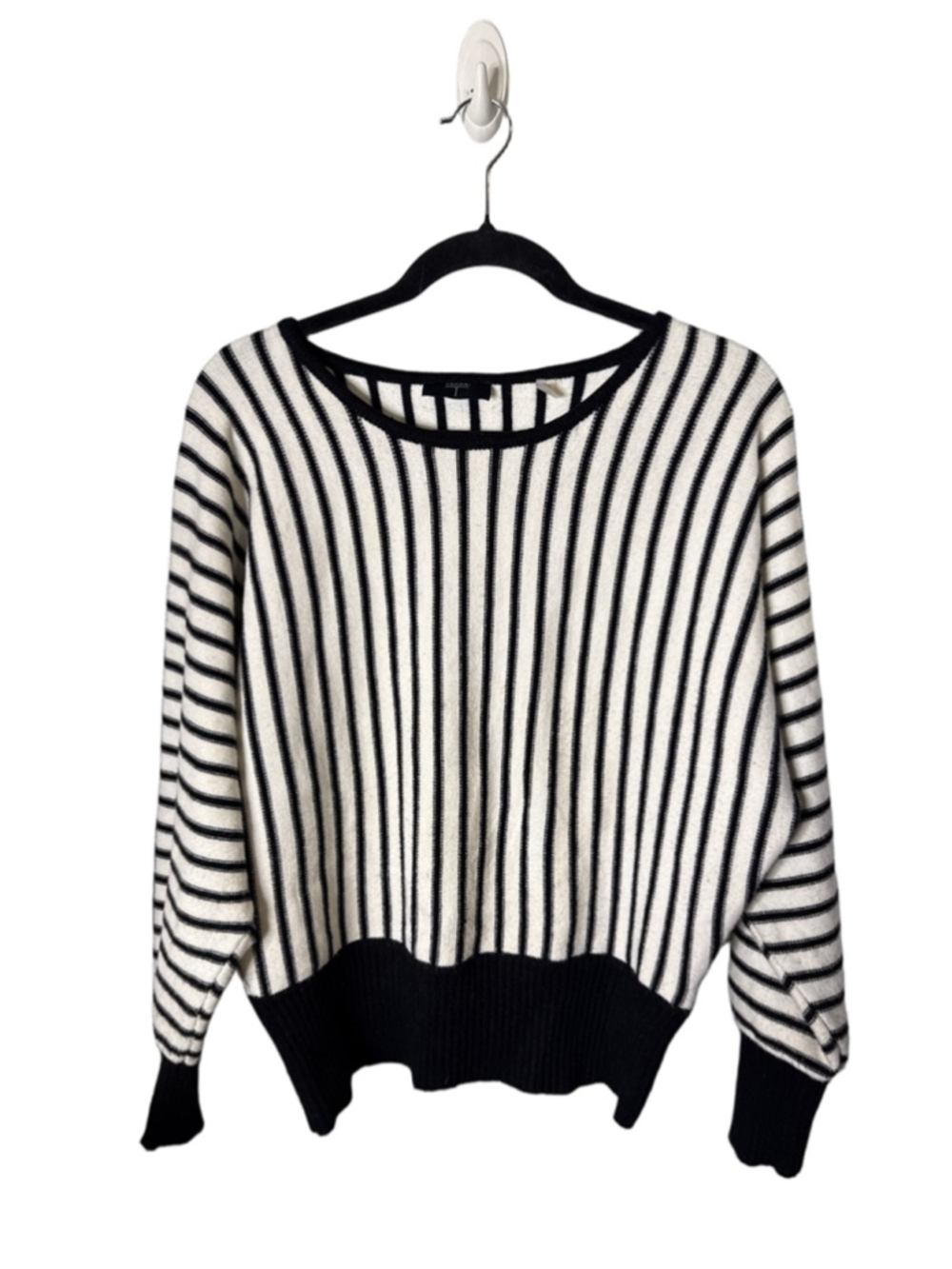 Tahari Crew Neck Sweater Black/White Stripe